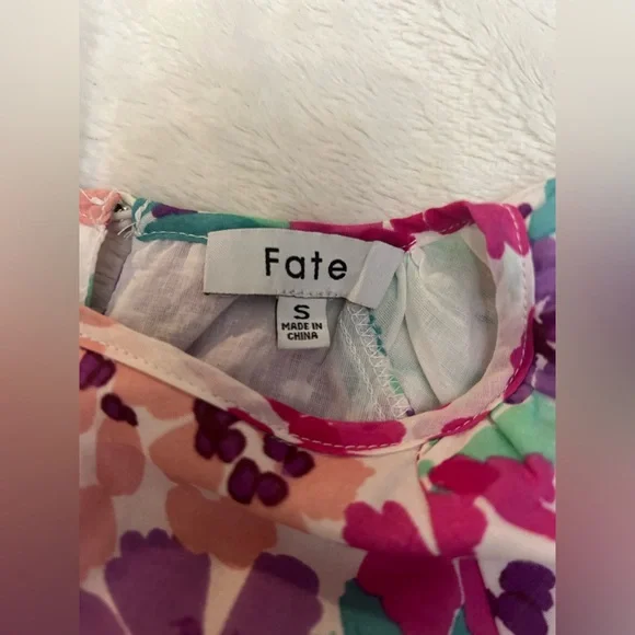 🌸 Fate Floral Puff Sleeve Mini Dress - Tie Waist - 100% Cotton - Spring / Easter - Picture 4 of 7